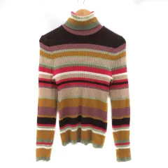 クーカイ KOOKAI ニット カットソー 長袖 タートルネック マルチボーダー柄 ウール 1 マルチカラー マスタード /YK21