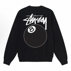 スツーシー高人気STUSSY 8ボールシリーズ Ball Crew ブラック8パターンプリントスウェットシャツ ルーズフィット 丸首 男女兼用