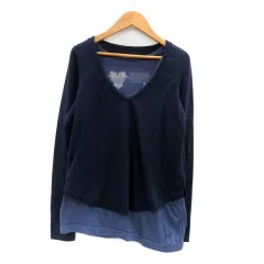 アールエヌエーエヌ RNA-N Tシャツ カットソー Vネック 長袖 無地 レイヤード風 M 紺 ネイビー /HO36