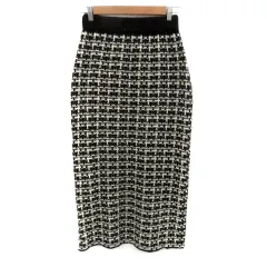 アズールバイマウジー AZUL by moussy ニットタイトスカート ロング丈 マキシ丈 M ベージュ 黒 ブラック /HO6