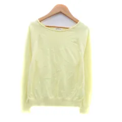 ナチュラルビューティーベーシック NATURAL BEAUTY BASIC ニット カットソー ラウンドネック 長袖 無地 M 黄色 イエロー /HO26