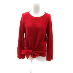 ケイビーエフ KBF アーバンリサーチ ニット セーター 長袖 ラウンドネック 無地 リボン ONE 赤 レッド /SY43