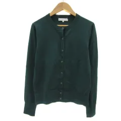 組曲 クミキョク KUMIKYOKU ニットカーディガン ミドル丈 ラウンドネック 無地 2 緑 グリーン /YS10