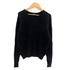 23区 オンワード樫山 ニット セーター ラウンドネック 長袖 無地 38 M 紺 ネイビー /HO43