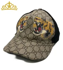 GUCCI GGスプリーム キャンバス タイガー キャップ メンズ グッチ