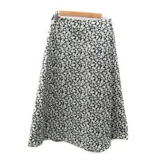 イエナ IENA フレアスカート ロング丈 マキシ丈 花柄 38 M 黒 ブラック 白 ホワイト /SY17
