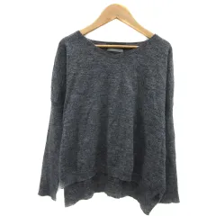 グリーンレーベルリラクシング ユナイテッドアローズ green label relaxing ニット カットソー 長袖 Vネック 無地 オーバーサイズ ダークグレー /YS22