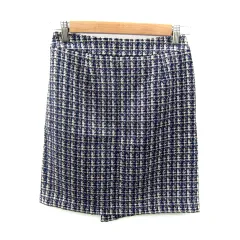 ナチュラルビューティーベーシック NATURAL BEAUTY BASIC タイトスカート ミモレ丈 ツイード スリット S 紺 ネイビー 白 ベージュ /SY22