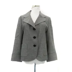 コルディア CORDIER テーラードジャケット シングルボタン ロールアップ ミドル丈 総裏地 3 L グレー 黒 ブラック /HO34