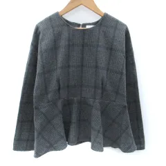 アーバンリサーチ サニーレーベル URBAN RESEARCH Sonny Label カットソー 長袖 ペプラム チェック柄 F グレー 茶 ブラウン /SM3