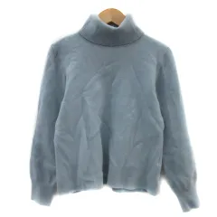 クリスチャンオジャール CHRISTIAN AUJARD ニット セーター 長袖 タートルネック 無地 9T 水色 ライトブルー /YS32