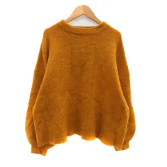 ニコアンド Niko and.. ニット セーター クルーネック 長袖 無地 3 L マスタードイエロー /HO31