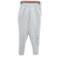 プーマ PUMA スポーツウエア スウェットパンツ テーパードパンツ イージー 七分丈 ロゴプリント 切替 S オフホワイト /HO8
