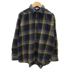 グローバルワーク GLOBAL WORK カジュアルシャツ 長袖 チェック柄 L 紺 ネイビー 黄色 イエロー /YS36
