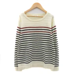 ザショップティーケー THE SHOP TK ニット カットソー 長袖 ボーダー柄 L マルチカラー アイボリー /YK15