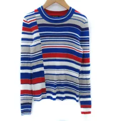 ラグ&ボーン RAG&BONE ニット カットソー 長袖 ボーダー柄 リブ S マルチカラー 青 ブルー 赤 レッド /SM11