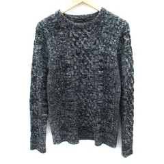 ロシェル roshell ニット セーター 長袖 ケーブル編み M 黒 ブラック グレー /SM40