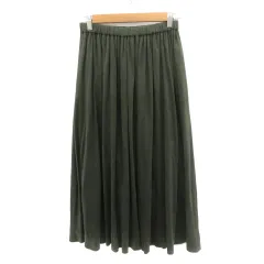 アーバンリサーチ ドアーズ URBAN RESEARCH DOORS フレアスカート ギャザースカート ロング丈 マキシ丈 スエード調 One モスグリーン /YK22