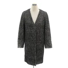 ガリャルダガランテ GALLARDAGALANTE ノーカラーコート ロング丈 F 黒 ブラック オフホワイト /YK2