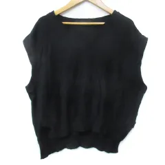 フローレント FLORENT ニットベスト プルオーバー Vネック ウール 無地 サイドスリット 黒 ブラック /FF17