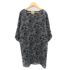 ブージュルード Bou Jeloud ワンピース ミニ丈 七分袖 花柄 チェック柄 F 黒 ブラック /YK19