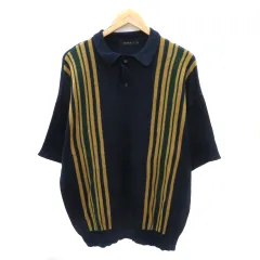 レイジブルー RAGEBLUE ニット カットソー 五分袖 ストライプ柄 オーバーサイズ M マルチカラー 紺 ネイビー /YK31