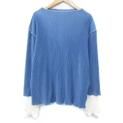 ケーアンドジーインターナショナル K&G INTERNATIONAL カットソー 長袖 ボートネック 無地 M-L 青 白 ブルー ホワイト /FF32