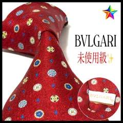 ブルガリ  ブランド  ネクタイ  セッテピエゲ  レッド  赤  シルク  未使用級  BVLGARI