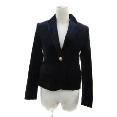 シップス SHIPS テーラードジャケット ミドル丈 シングルボタン 総裏地 ベロア S 紺 ネイビー /YS7