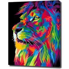 絵画 アクリル絵 アクリル絵の具 画材 キャンバス 動物 ライオン 原画