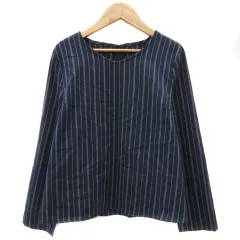 ロペピクニック ROPE Picnic カットソー 長袖 Vネック ストライプ柄 38 M 紺 ネイビー 白 ホワイト /YS35