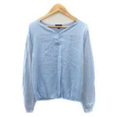 インディヴィ INDIVI ニット カットソー 長袖 切替 ストライプ柄 38 M ライトブルー /YK31