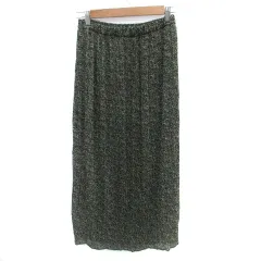 ローリーズファーム LOWRYS FARM プリーツスカート マキシ丈 ロング丈 総柄 F マルチカラー 黒 ブラック 緑 グリーン /SM24