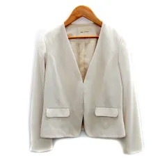 デビュー ド フィオレ Debut de Fiore ノーカラージャケット ミドル丈 無地 38 M オフホワイト /SY45