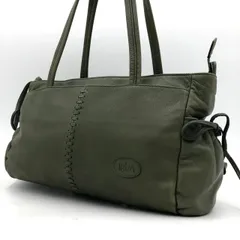 【美品】イビザ IBIZA ハンドバッグ ショルダーバッグ 本革 レザー カーキ