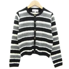 ロペピクニック ROPE Picnic カーディガン ミドル丈 ボーダー柄 38 M ブラック 黒 ホワイト 白 /YM30