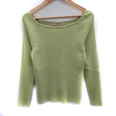 アプワイザーリッシェ Apuweiser-riche リブニット カットソー 長袖 スクエアネック 2 黄緑 ライトグリーン /SM9