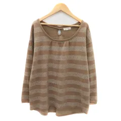 エニィファム anyFam ニット カットソー 長袖 ボーダー柄 3 ブラウン /YK11