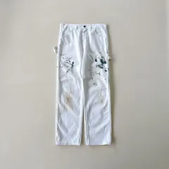 【雰囲気抜群】Dickies ペインターパンツ W34 ペンキ跡 企業ロゴ 白 00s