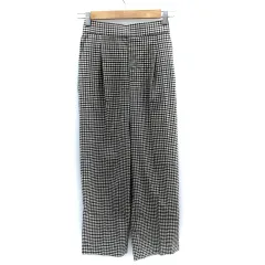 グローバルワーク GLOBAL WORK ワイドパンツ アンクル丈 チェック柄 S 黒 ブラック アイボリー /SM20
