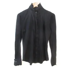 ラルフローレン RALPH LAUREN シャツ カットソー 長袖 スタンドカラー フリル 無地 5i 149cm~155cm 黒 ブラック /FF15 女の子