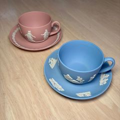 美品】ウェッジウッド ジャスパー カップ&ソーサー ブルー ピンク