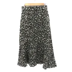 アズールバイマウジー AZUL by moussy フレアスカート ロング丈 マキシ丈 総柄 M マルチカラー 黒 ブラック /YK8