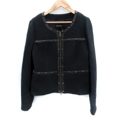 メイソングレイ MAYSON GREY ノーカラージャケット ミドル丈 スタッズ 2 黒 ブラック /SM6