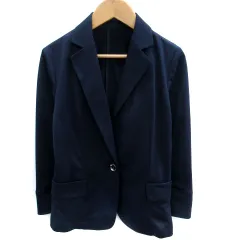サリア salire テーラードジャケット ミドル丈 七分袖 M 紺 ネイビー /SM39