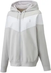 ゴーセン GOSEN テニス 裏起毛ストレッチジップアップパーカー レディース ウォームアップニットジャケット 上着 アウター 裏起毛 羽織 部活 チーム ストレッチ 保温  W2441 36 アイスグレー