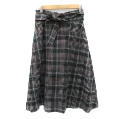 アーバンリサーチ URBAN RESEARCH フレアスカート ロング丈 ウエストリボン チェック柄 F 緑 グリーン /YK10