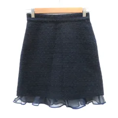 ジルスチュアート JILL STUART フレアスカート ひざ丈 ツイード 2 紺 ネイビー /YK19