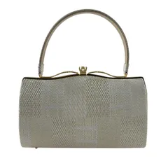 和装バッグ 優品 フォーマル 格子 斜縞 金銀糸 銀色 正絹 和装小物  【中古】