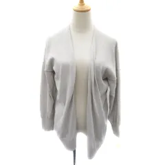 イッカ ikka カーディガン ミドル丈 前開き M ライトグレー /YK27